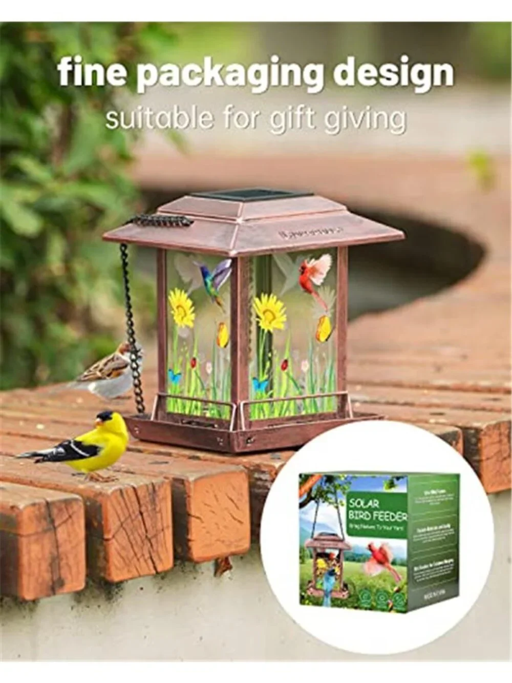 Solar Bird Feeders for Outdoors - 2.5 LBs Metal Wild Large & Small Bird Feeder